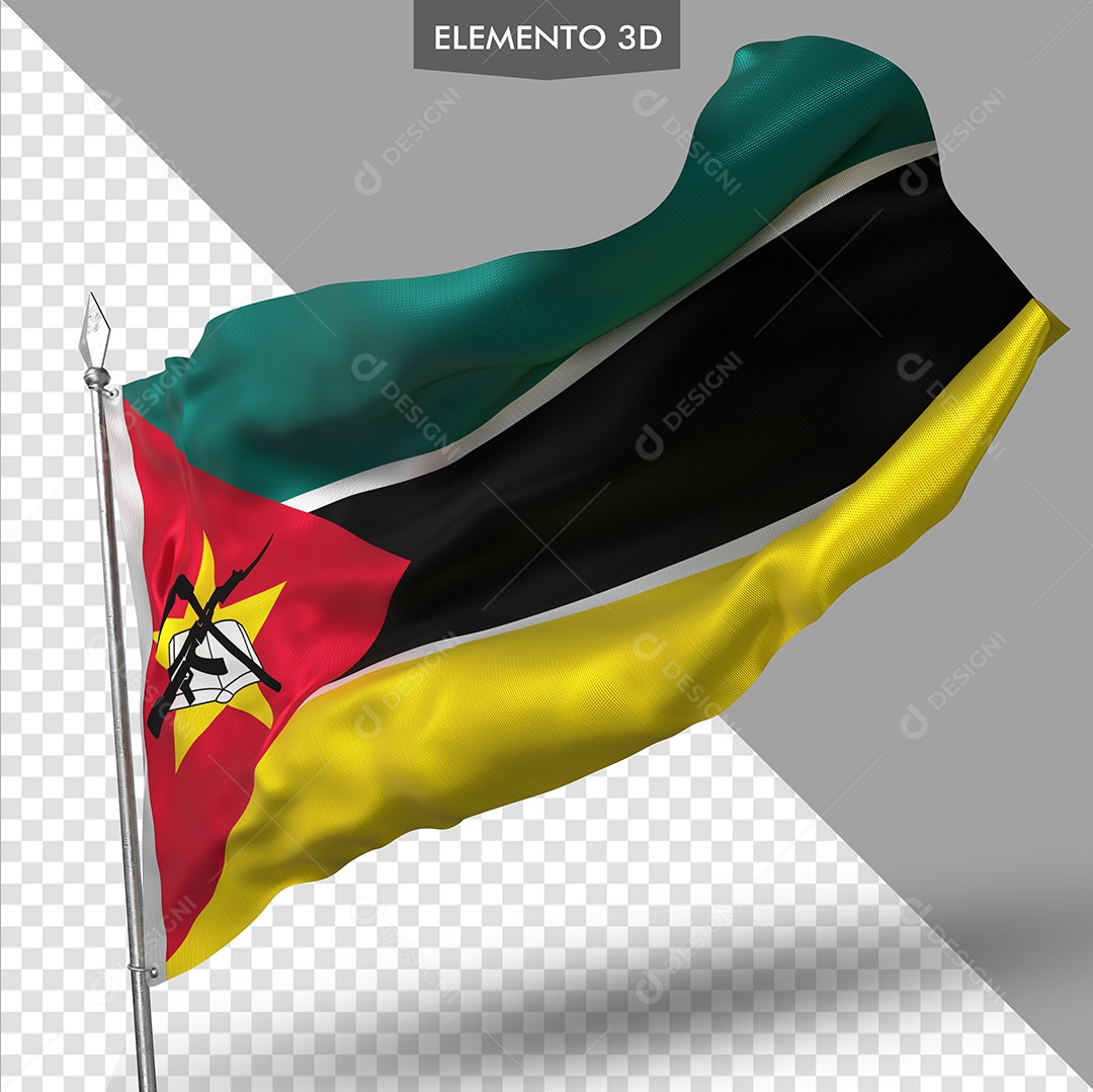 Elemento 3D Para Composição Bandeira de Moçambique PSD
