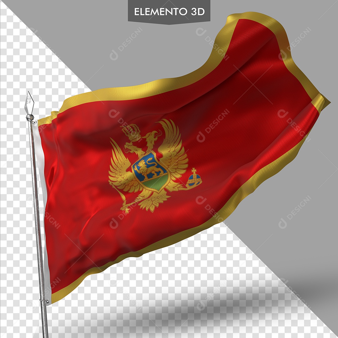 Elemento 3D Para Composição Bandeira de Montenegro PSD