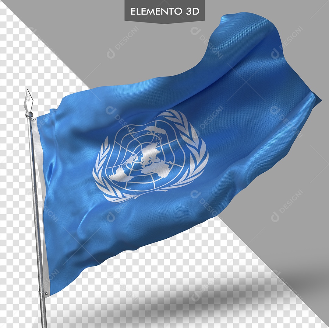 Elemento 3D Para Composição Bandeira das Nações Unidas PSD