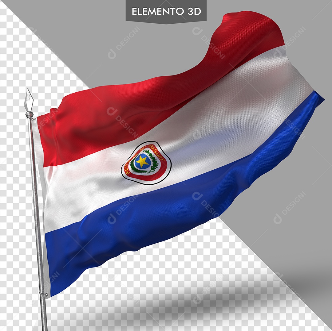 Elemento 3D Para Composição Bandeira do Paraguai PSD
