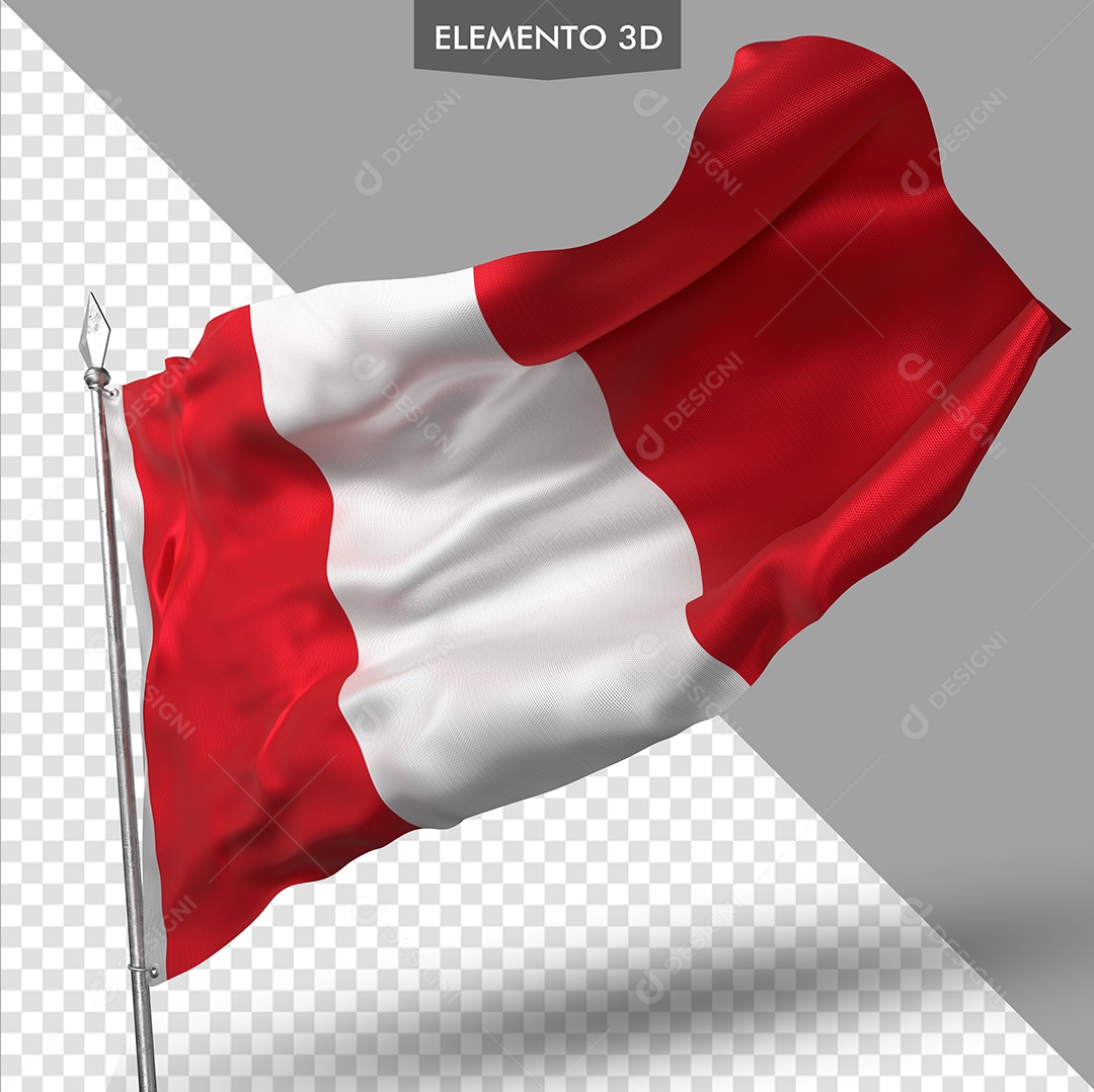 Elemento 3D Para Composição Bandeira do Peru PSD