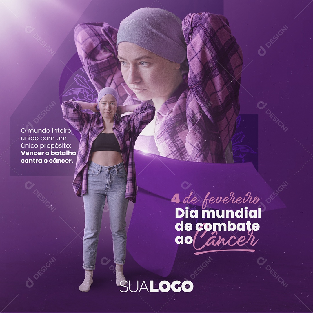 Dia Mundial do Câncer 4 de Fevereiro Social Media PSD Editável