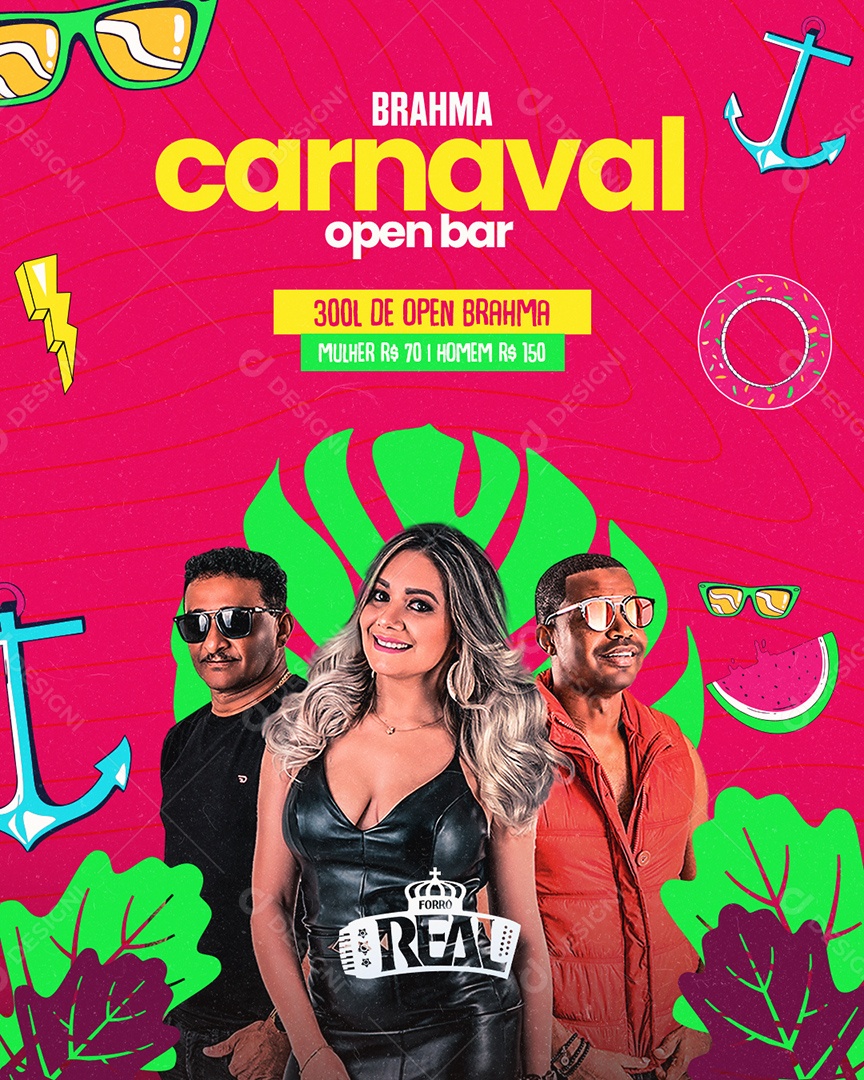 Flyer Carnaval Open Bar Forró Real Social Media PSD Editável