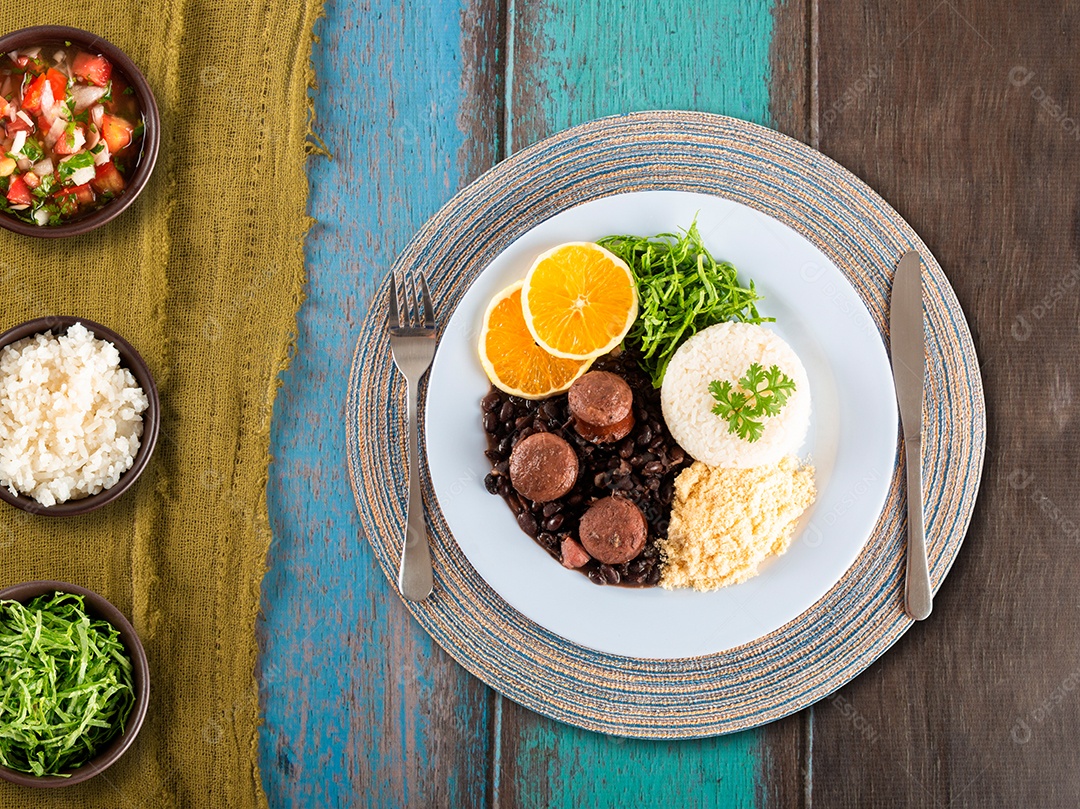 Feijoada. Comida tradicional brasileira. vista do topo