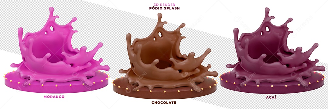 Elemento 3D Para Composição Podium Splash PSD