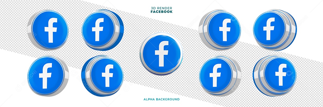 Elemento 3D Para Composição Ícones Facebook PSD