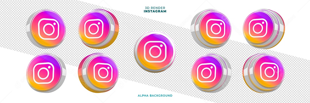 Elemento 3D Para Composição Ícones Instagram PSD
