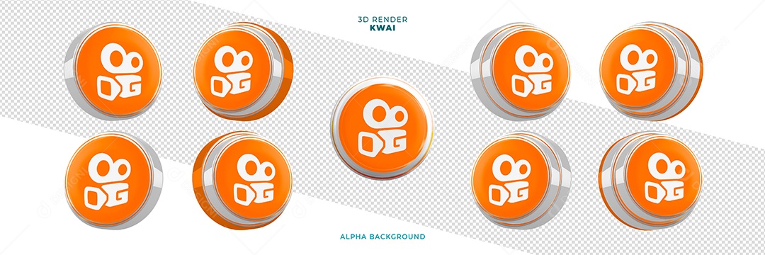 Elemento 3D Para Composição Ícones Kwai PSD