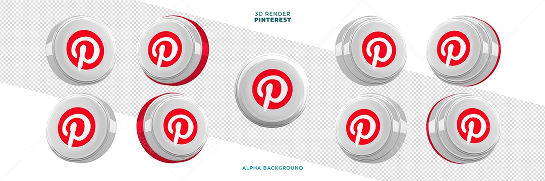Elemento 3D Para Composição Ícones Pinterest PSD