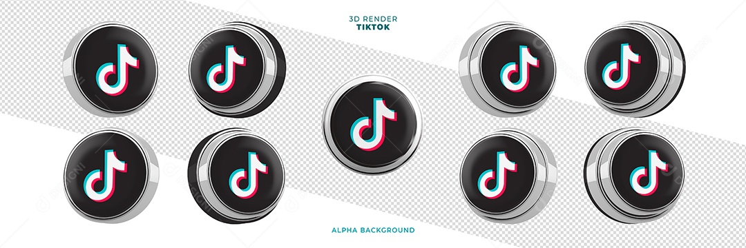 Elemento 3D Para Composição Ícones Tiktok PSD