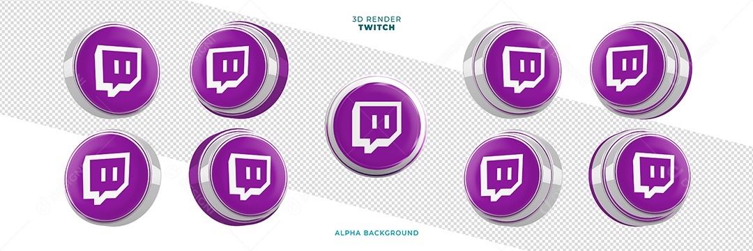 Elemento 3D Para Composição Ícones Twitch PSD