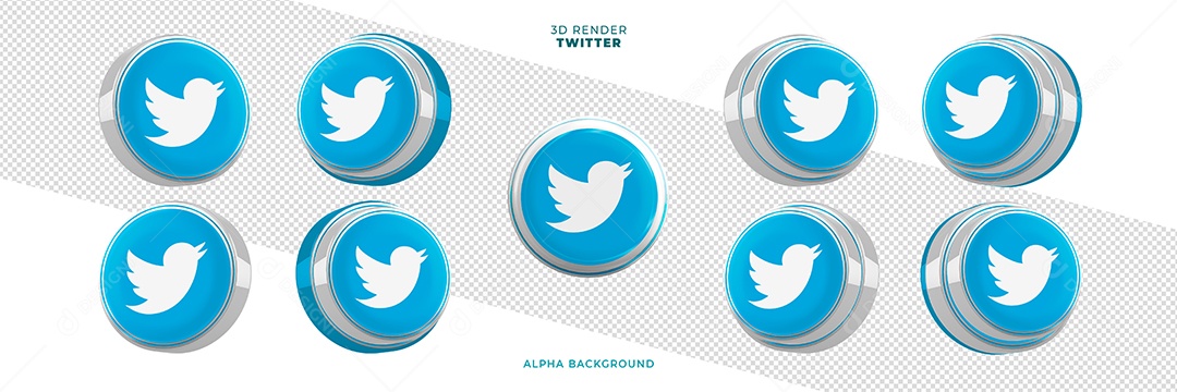 Elemento 3D Para Composição Ícones Twitter PSD