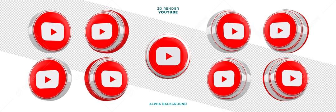 Elemento 3D Para Composição Ícones Youtube PSD