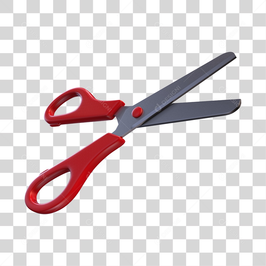 Tesoura Escolar Vermelha Elemento 3D PNG Transparente