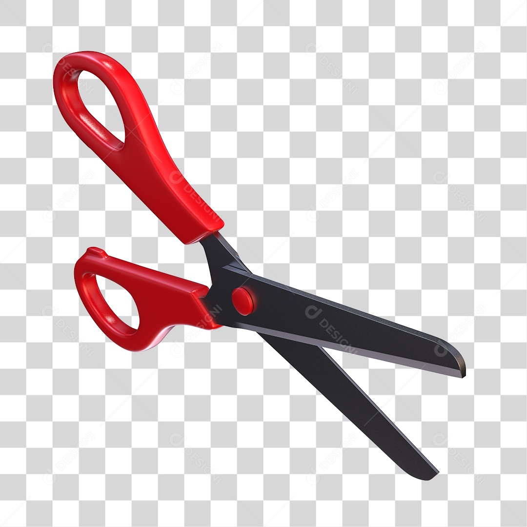 Tesoura Escolar Vermelha Elemento 3D PNG Transparente
