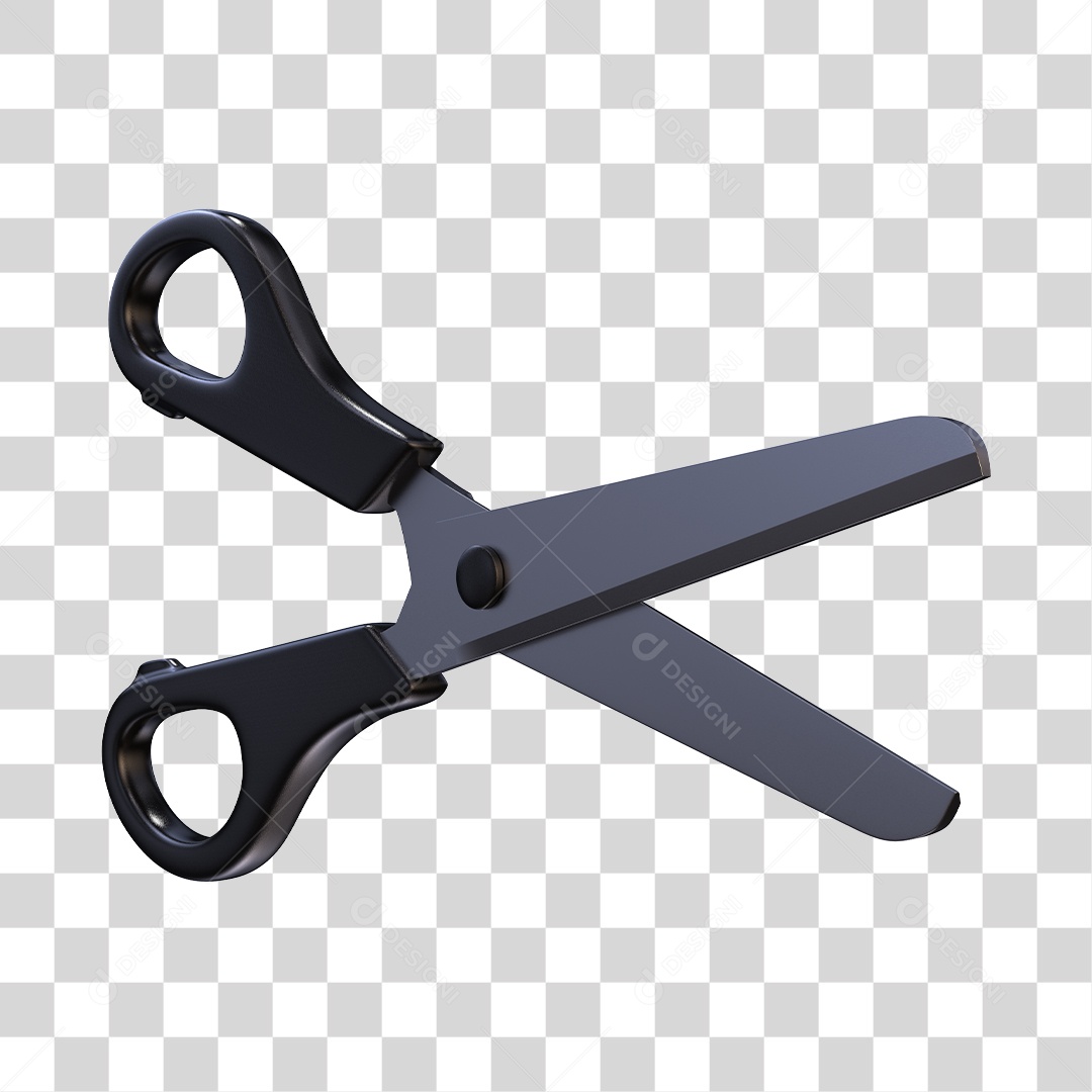 Tesoura Escolar Preta Elemento 3D PNG Transparente