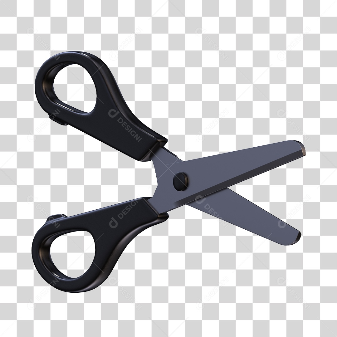 Tesoura Escolar Preta Elemento 3D PNG Transparente