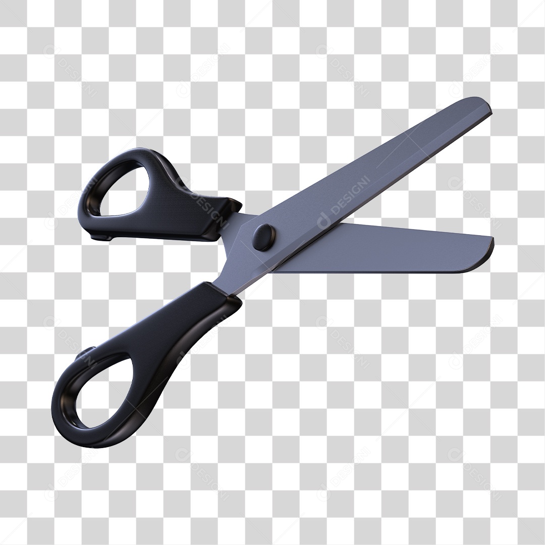Tesoura Escolar Preta Elemento 3D PNG Transparente