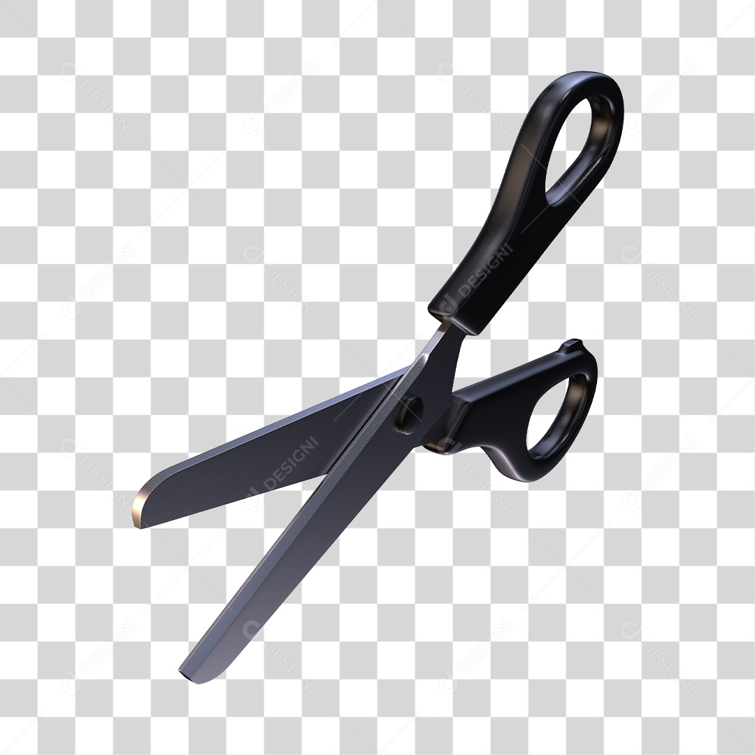 Tesoura Escolar Preta Elemento 3D PNG Transparente