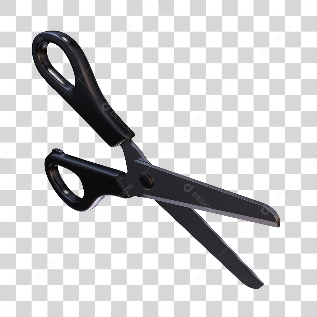Tesoura Escolar Preta Elemento 3D PNG Transparente