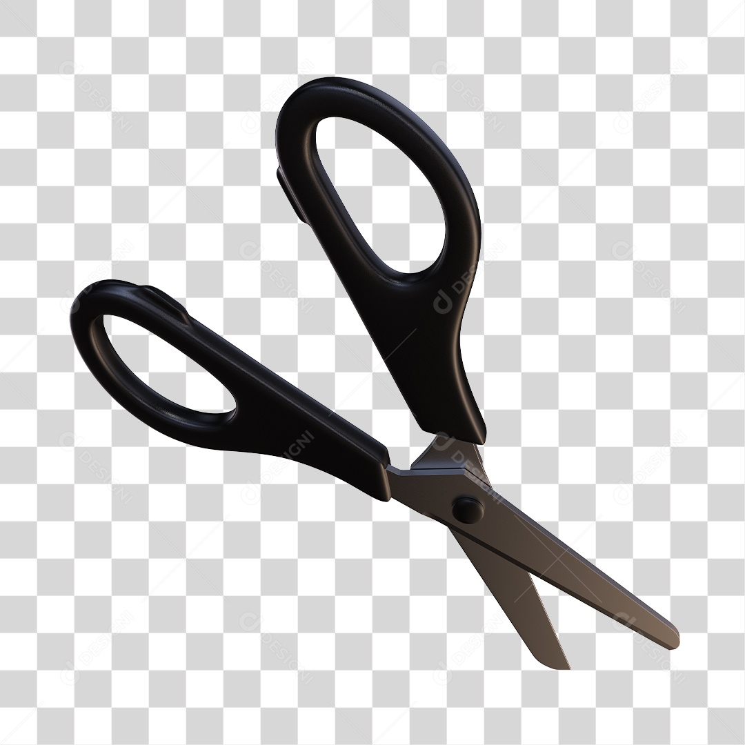 Tesoura Escolar Preta Elemento 3D PNG Transparente