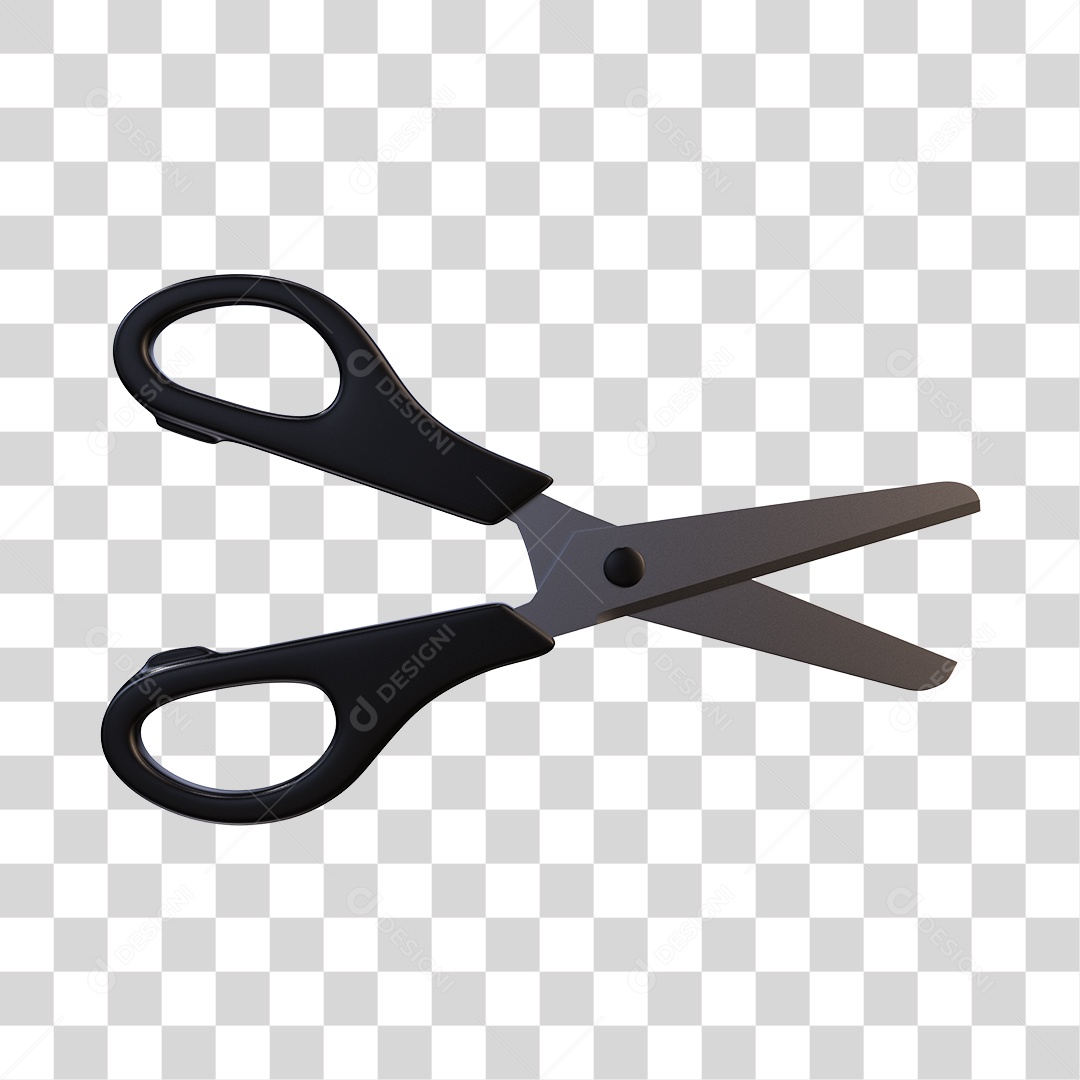 Tesoura Escolar Preta Elemento 3D PNG Transparente