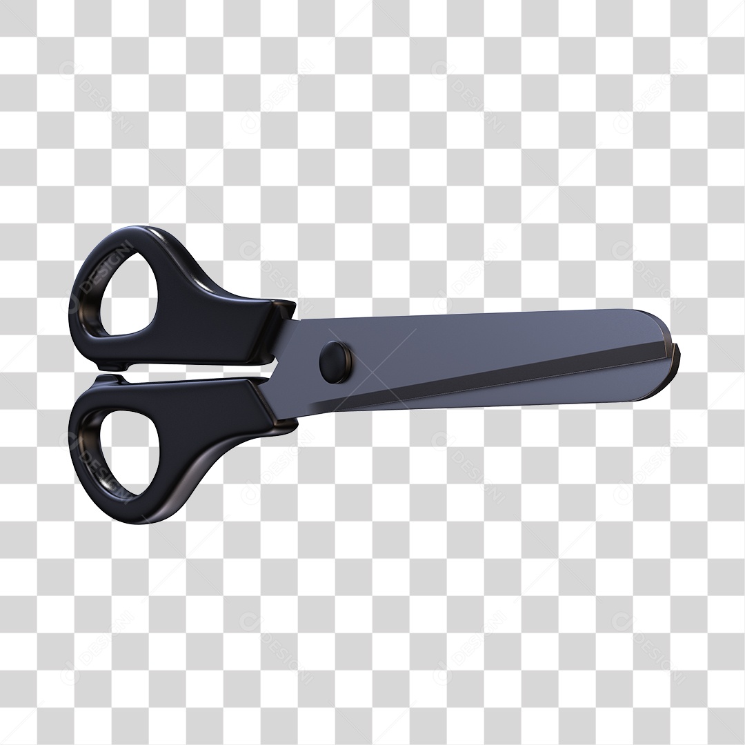 Tesoura Escolar Preta Elemento 3D PNG Transparente