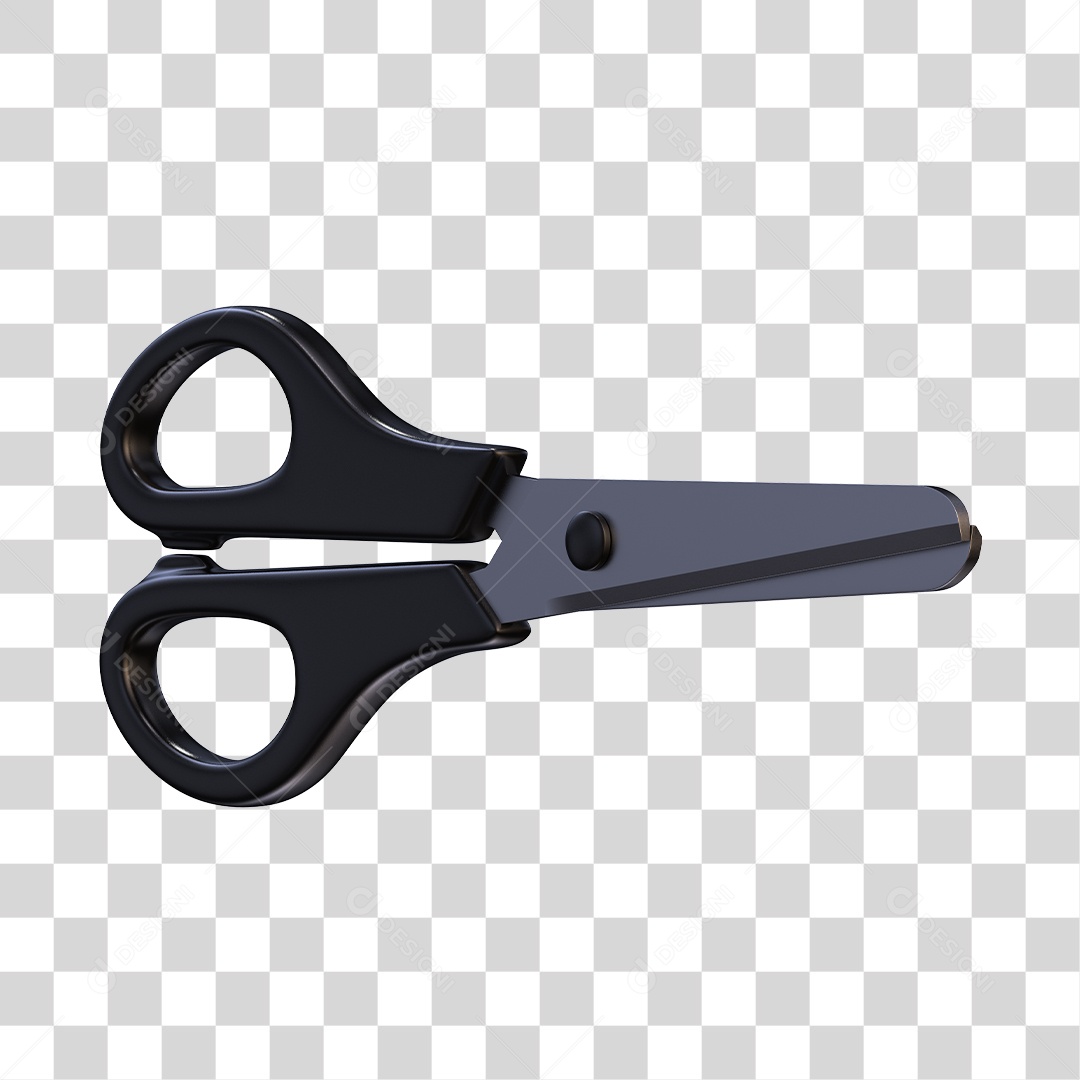 Tesoura Escolar Preta Elemento 3D PNG Transparente