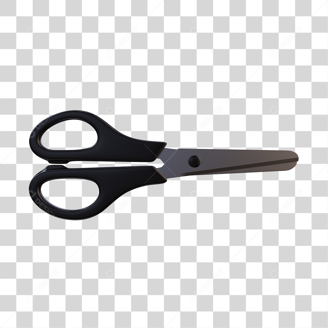 Tesoura Escolar Preta Elemento 3D PNG Transparente
