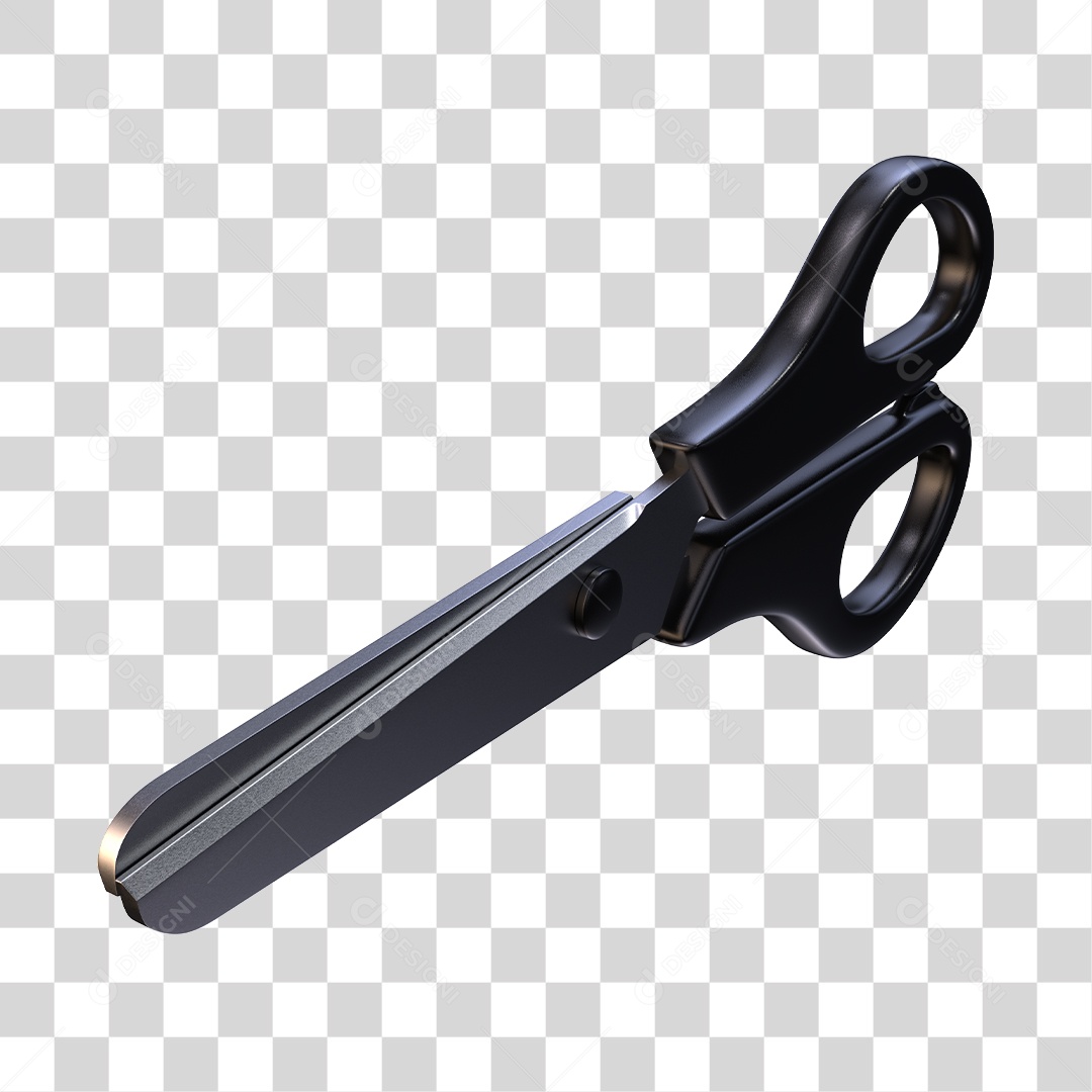 Tesoura Escolar Preta Elemento 3D PNG Transparente