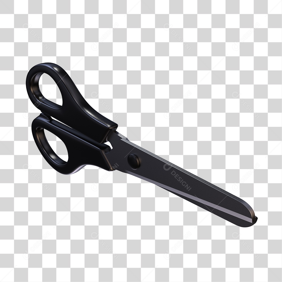 Tesoura Escolar Preta Elemento 3D PNG Transparente