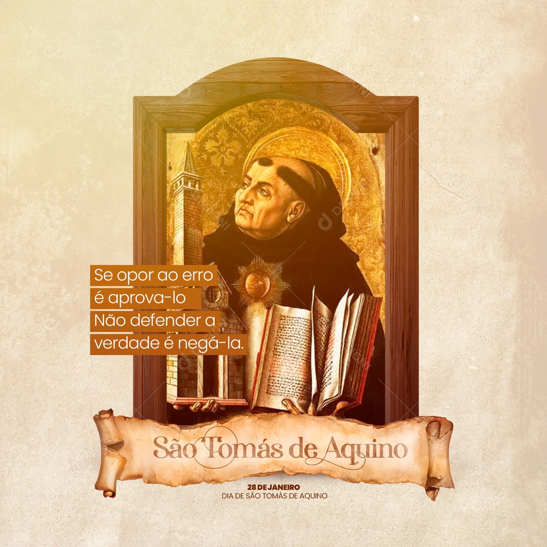 Dia de São Tomás de Aquino 28 de Janeiro Social Media PSD Editável