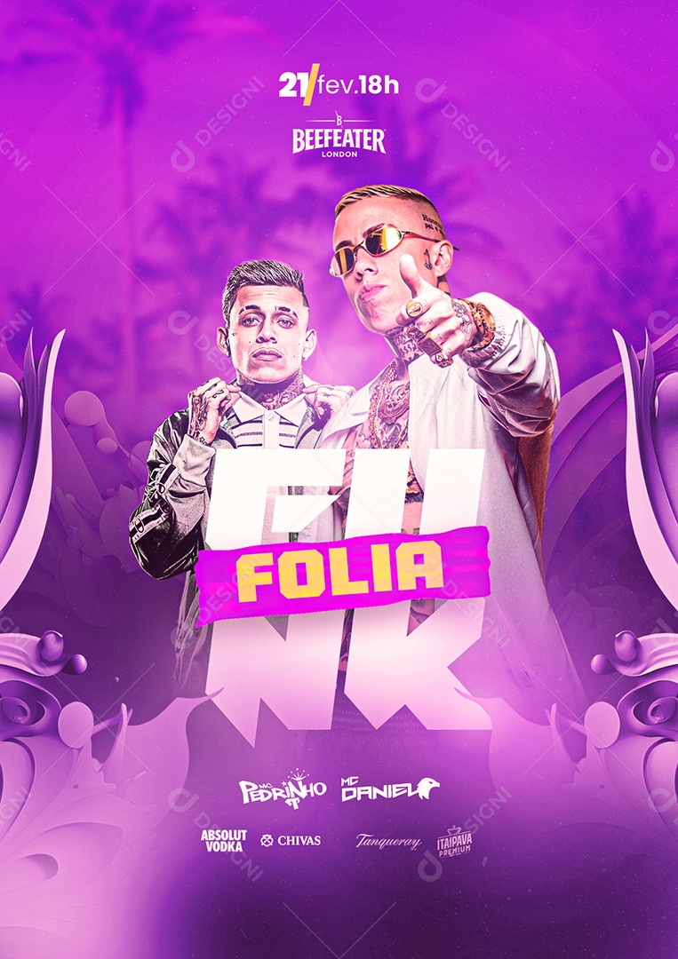 Funk Folia Mc Pedrinho Mc Daniel Flyer Carnaval Social Media PSD Editável