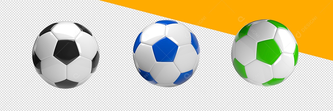 Elementos 3D Para Composição Bolas de Futebol PSD