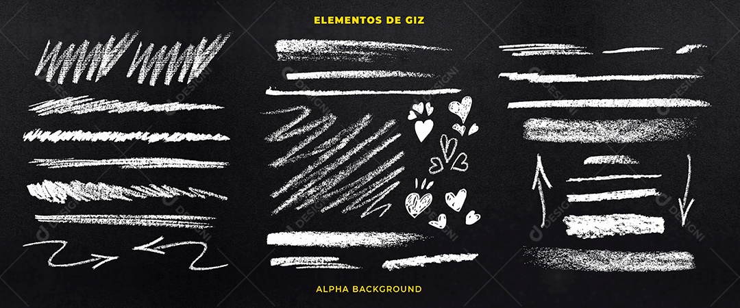 Elementos de Giz 3D Para Composição PSD