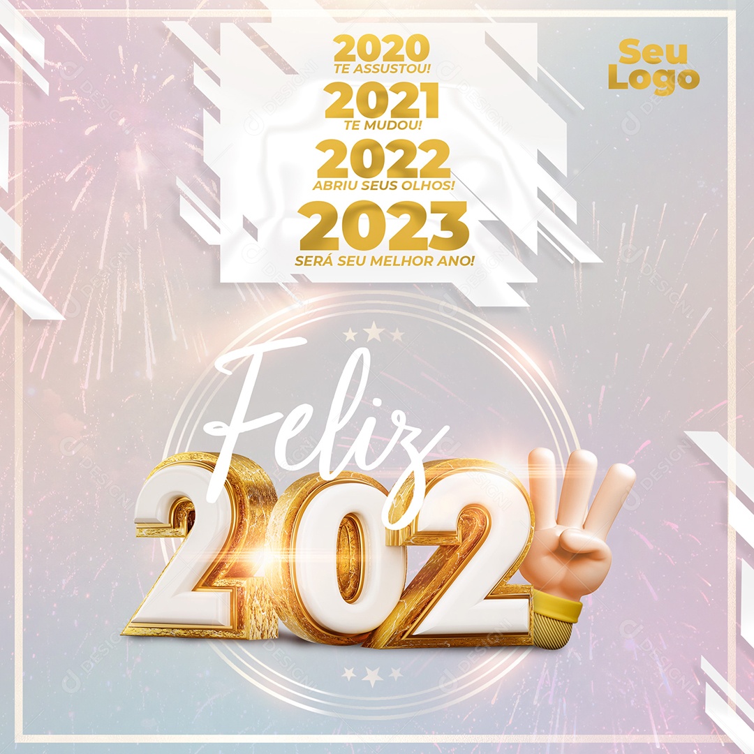 2020 te Assusta 2021 te Mudou 2022 Abriu Seus Olhos 2023 Será Seu Melhor Ano Feliz 2023 Social Media PSD Editável