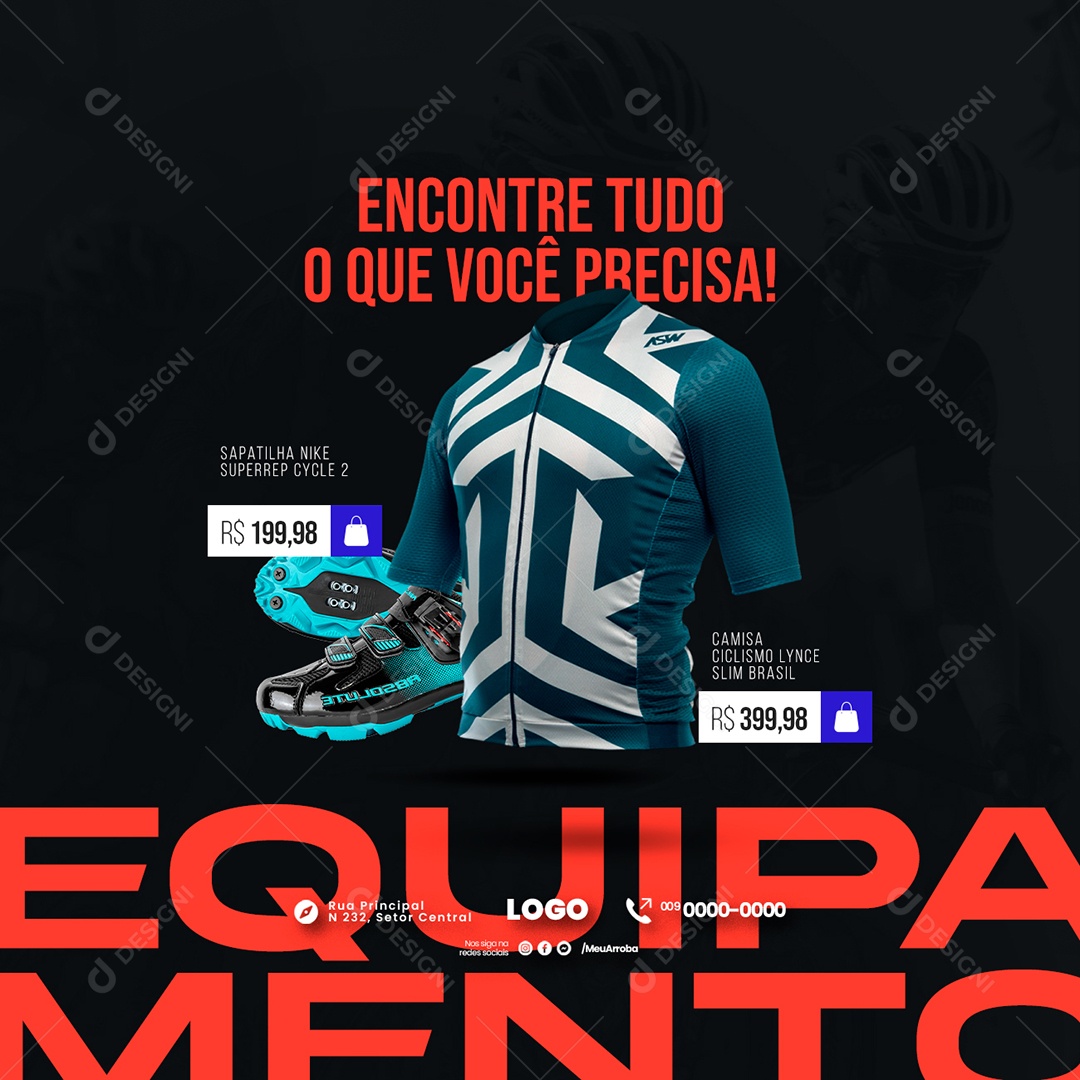 Encontre Tudo o Que Você Precisa Bicicletaria Social Media PSD Editável