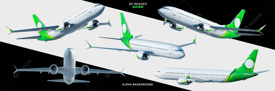 Elementos 3D Para Composição Aviões PSD