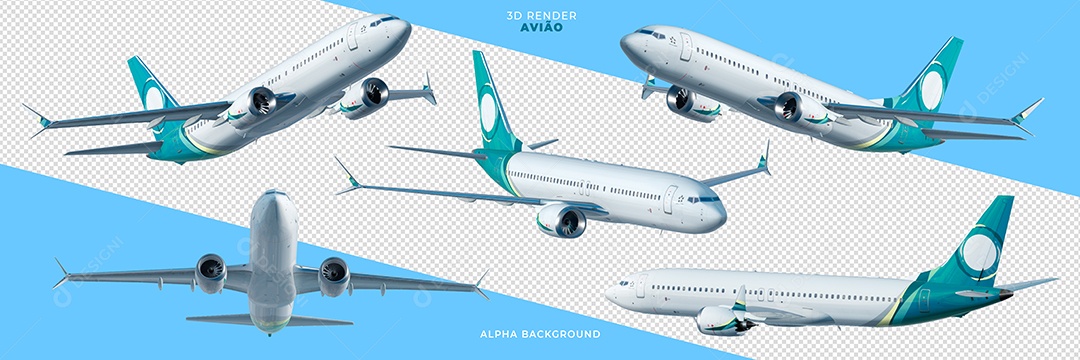 Elementos 3D Para Composição Aviões PSD