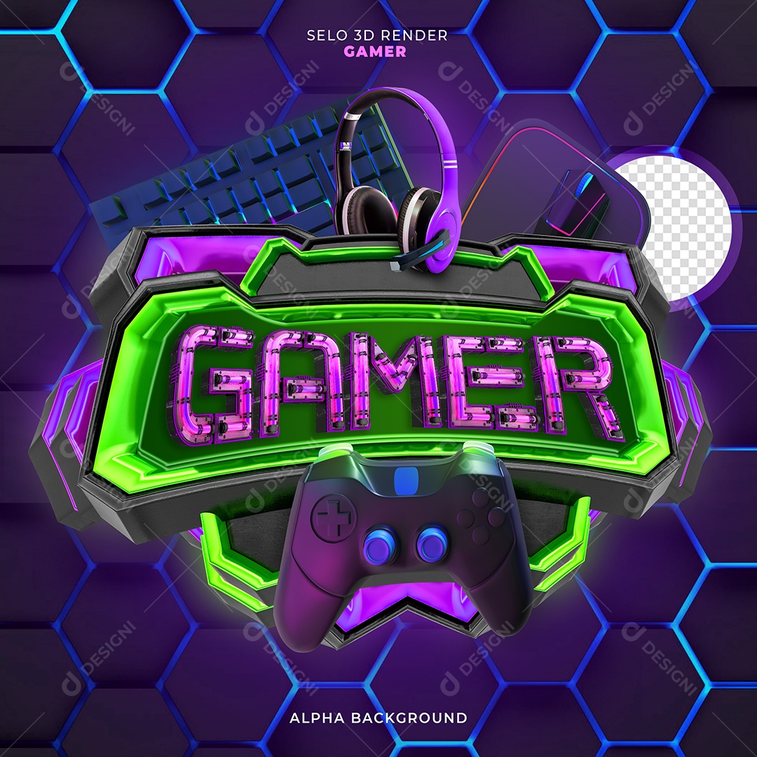 Selo 3D Para Composição Gamer PSD