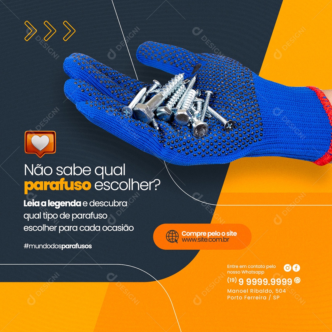 Não Sabe Qual Parafuso Escolher Loja de Parafusos Social Media PSD Editável