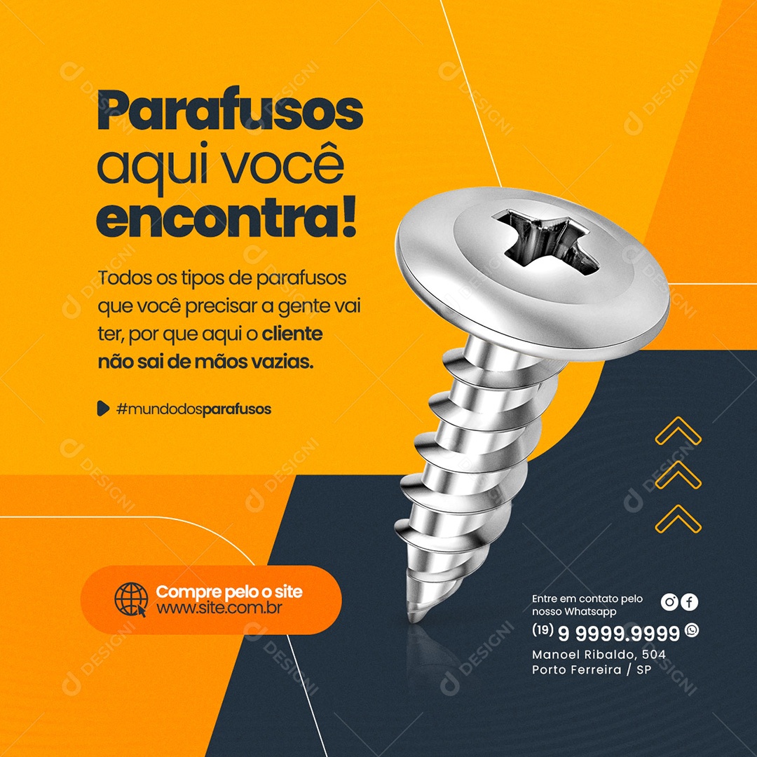 Parafusos Aqui Você Encontra Loja de Parafusos Social Media PSD Editável