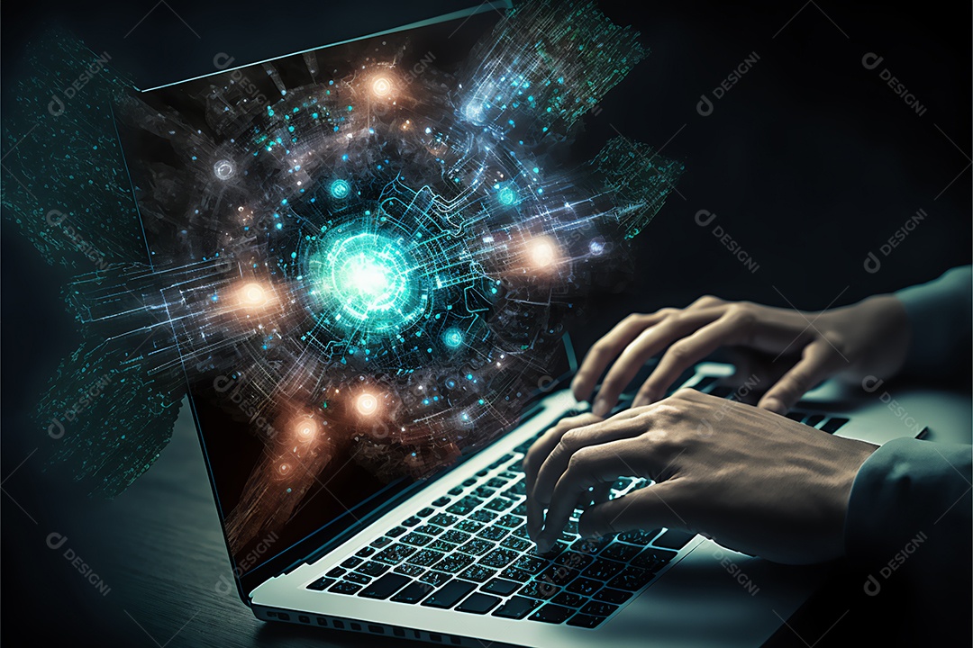 Notebook sobre uma mesa de escritório