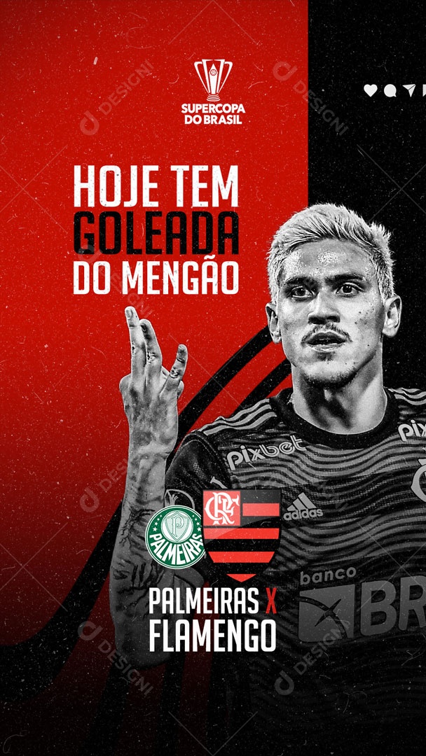 Palmeiras x Flamengo Transmissão ao Vivo Supercopa do Brasil Story Futebol Social Media PSD Editável