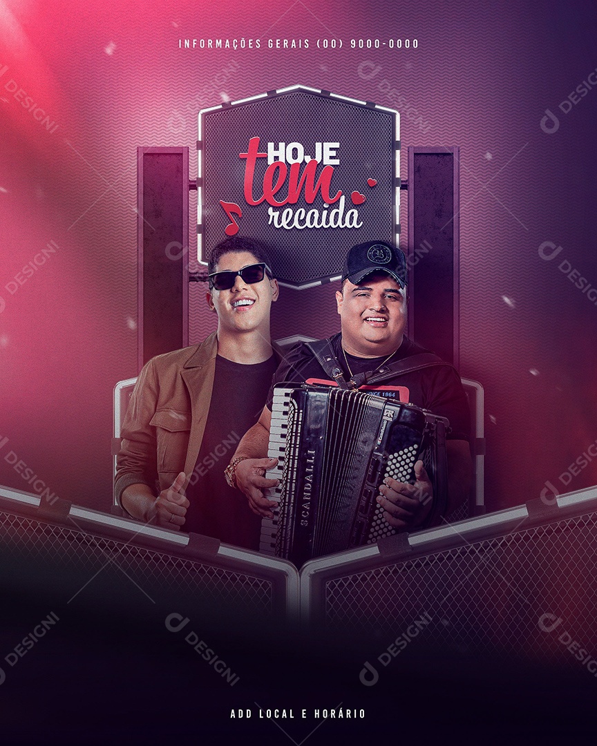 Flyer Hoje Tem Reacaida Zé Vaqueiro e Tarcísio do Acordeon Social Media PSD Editável