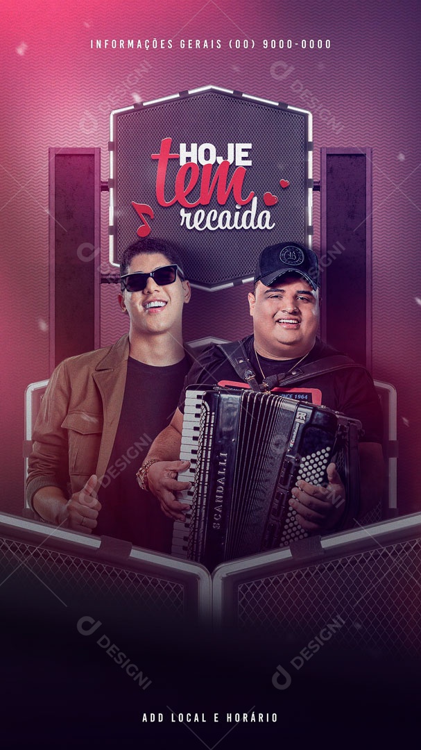 Flyer Hoje Tem Reacaida Zé Vaqueiro e Tarcísio do Acordeon Story Social Media PSD Editável