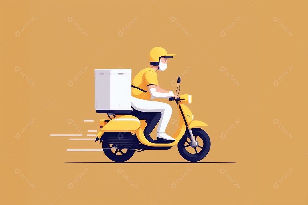 Desenho de homem pilotando sua moto