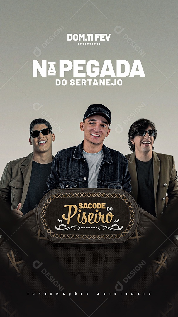 Flyer Sacode do Piseiro Cantores João Gomes, Zé Vaqueiro e Nattan Story Social Media PSD Editável