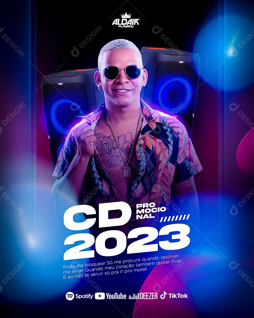 Flyer CD Promocional 2023 Aldair Playboy Social Media PSD Editável