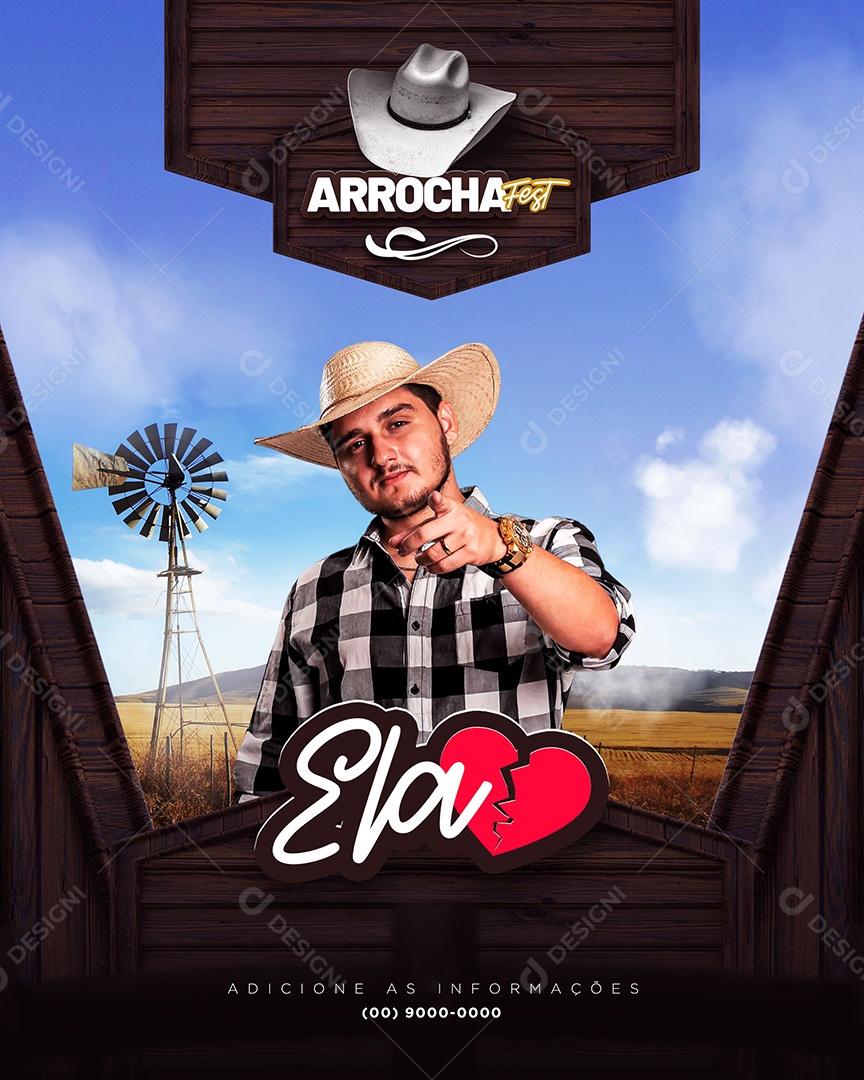 Flyer Biu do Piseiro Arrocha Fest Social Media PSD Editável